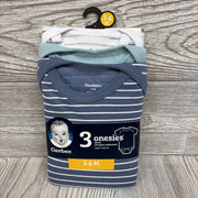 NEW 3 Pk Bodysuits Stripes Solid 3-6M