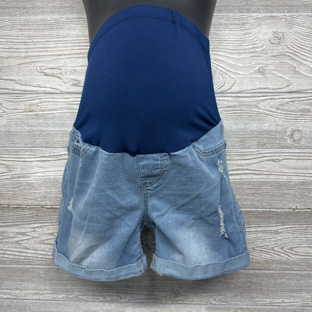 Full Panel Distressed Denim Shorts Medium