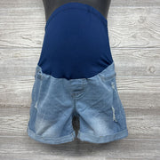 Full Panel Distressed Denim Shorts Medium