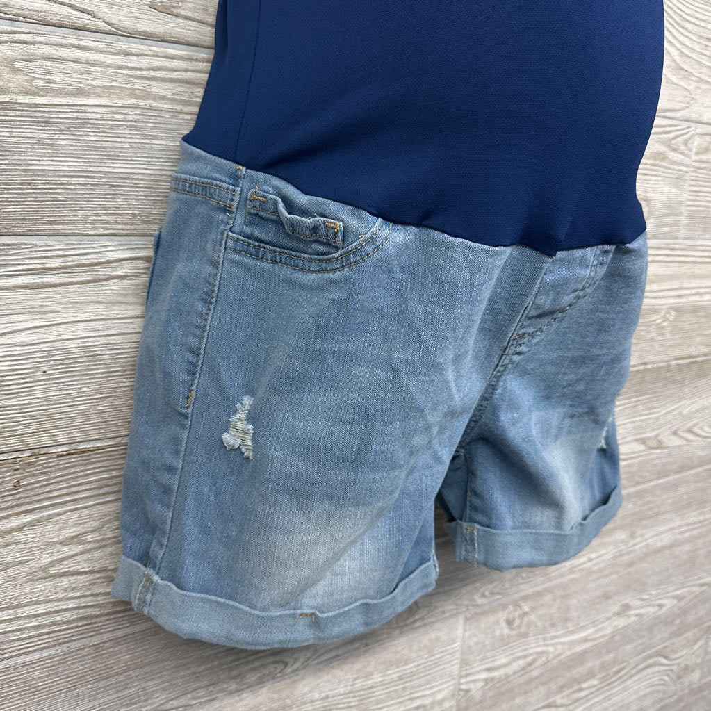 Full Panel Distressed Denim Shorts Medium