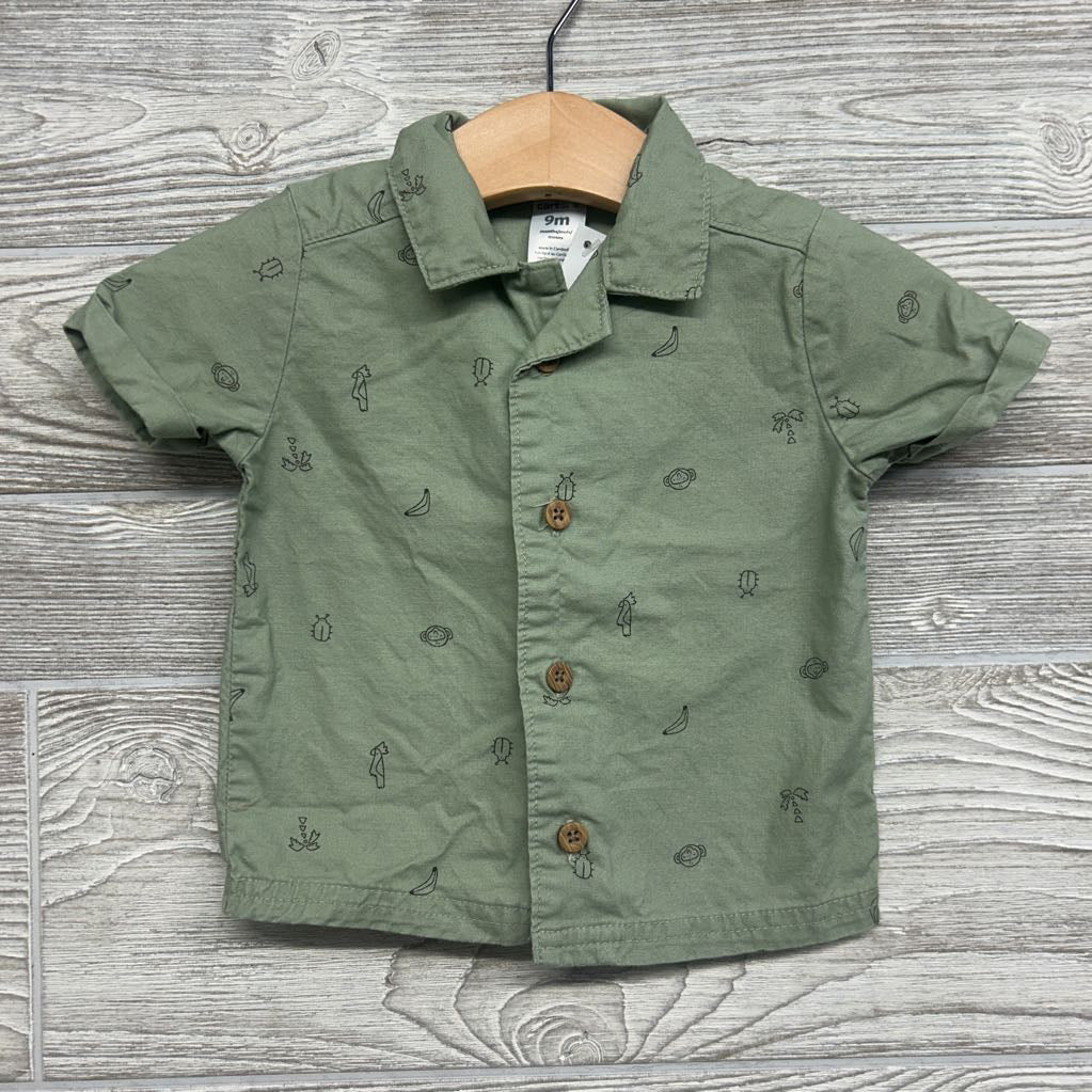 Button Up Shirt Bananas Monkeys Palm Trees 9M