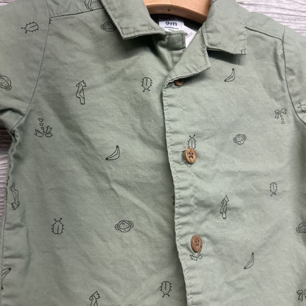Button Up Shirt Bananas Monkeys Palm Trees 9M