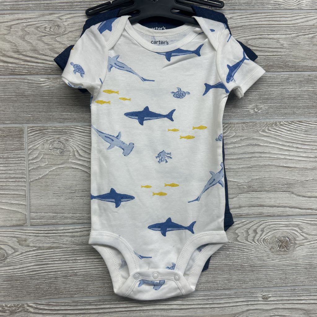 NEW 2 Pk Bodysuits Sharks Little One 6-9M
