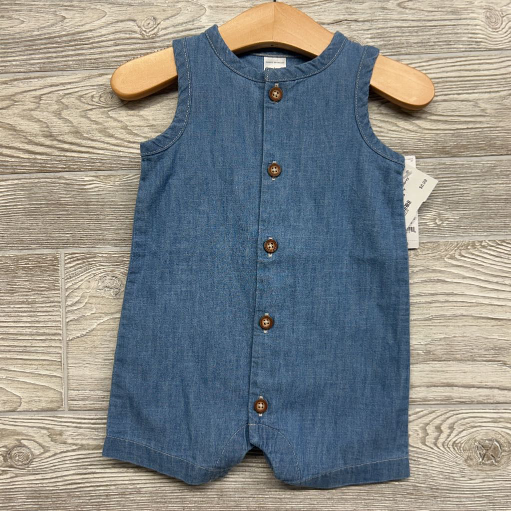 NEW Chambray Tank Button Up Shorty Romper 6M