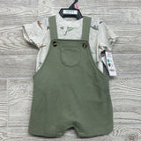 NEW Waffle Knit Shortalls & Shirt Dinosaurs 0-3M