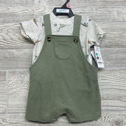 NEW Waffle Knit Shortalls & Shirt Dinosaurs 0-3M