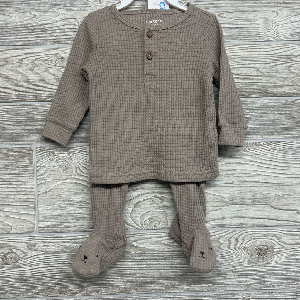 NEW LS Waffle Knit Henley Shirt & Footed Pants 6M
