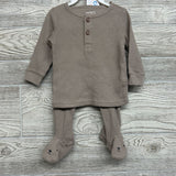 NEW LS Waffle Knit Henley Shirt & Footed Pants 6M