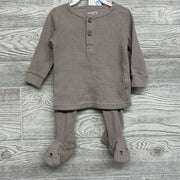 NEW LS Waffle Knit Henley Shirt & Footed Pants 6M