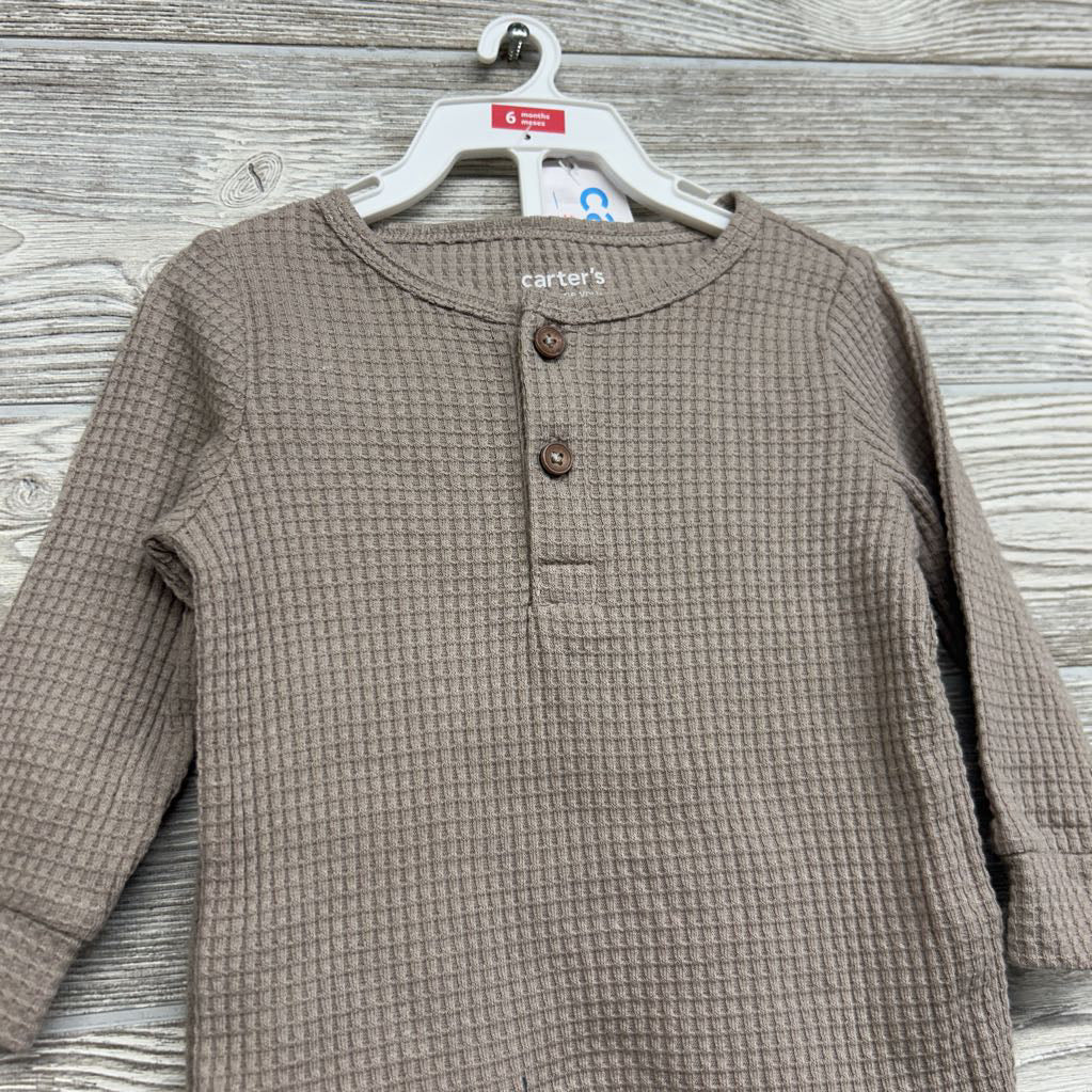 NEW LS Waffle Knit Henley Shirt & Footed Pants 6M