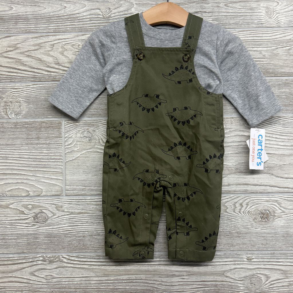 NEW Overalls & LS Shirt Dinosaurs 3M