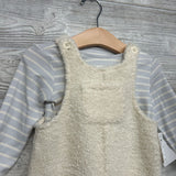 NEW Plush Overalls & LS Ribbed Shirt Stripes 6-9M