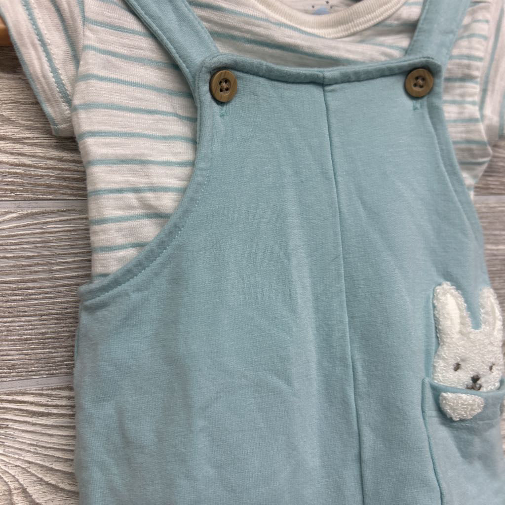 Modal French Terry Overalls Bunny & Shirt Stripes NB