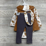 NEW Vest, LS Bodysuit Leaves & Ribbed Leggings 3-6M