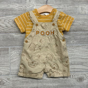 Shortalls Pooh & Shirt Stripes 0-3M
