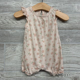 Flutter Sleeve Romper Flowers 3-6M