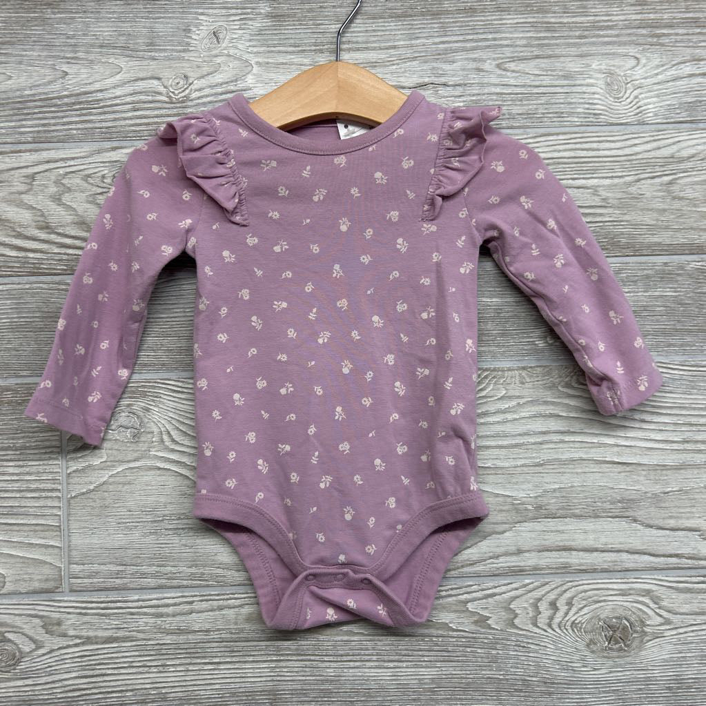 Ruffle Shoulder LS Bodysuit Flowers 6-9M