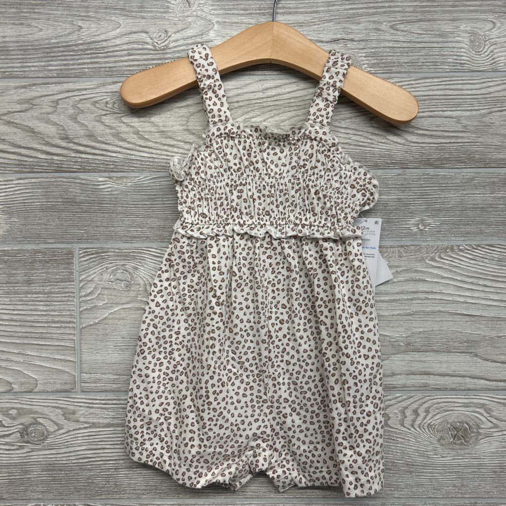 NEW Smocked Romper Animal Print 12M