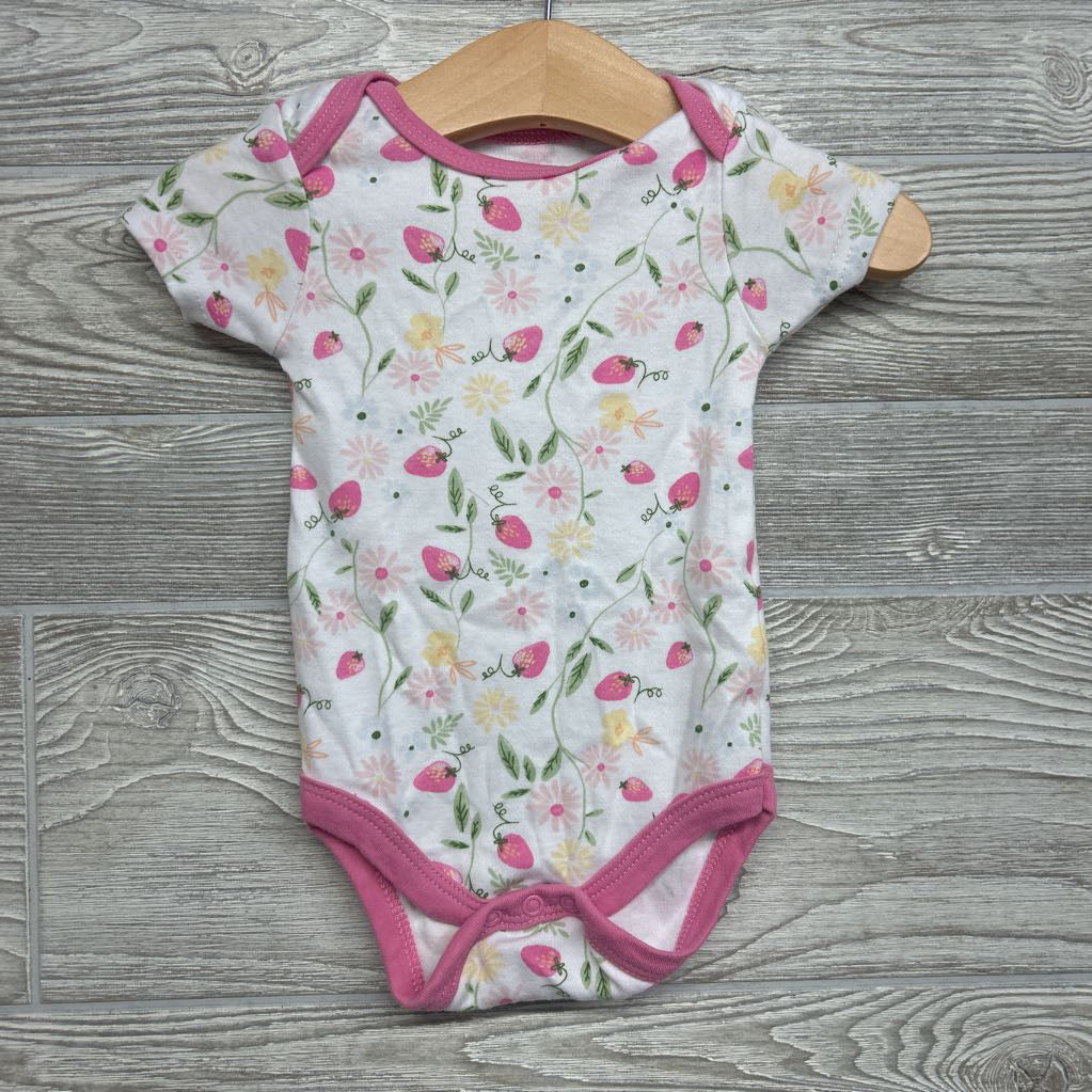 NEW 5 Pk Ribbed Bodysuits Solids, Strawberries 3-6M