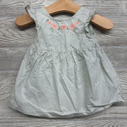 Flutter Sleeve Dress Stripes Flowers 3M