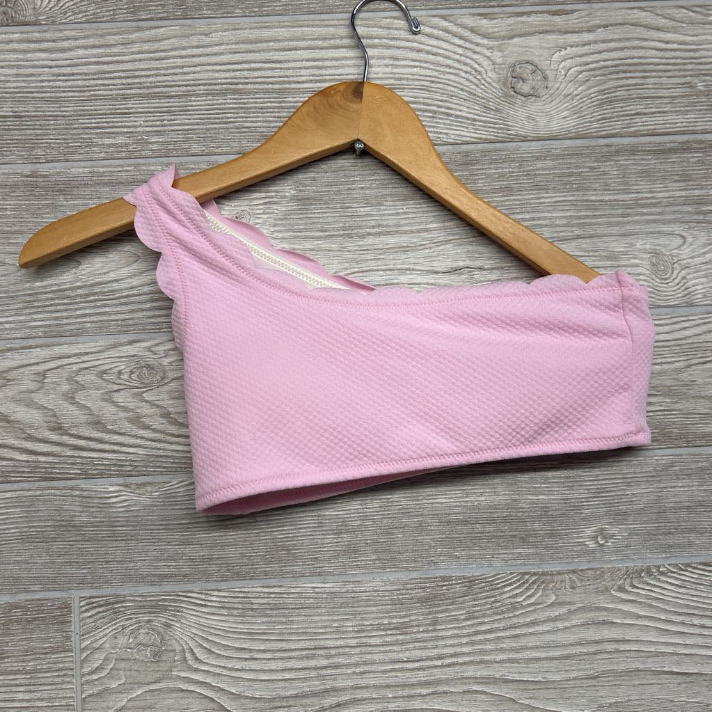 2 Pc One Shoulder Swimsuit Scallop Trim 14