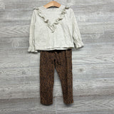LS Ruffle Shirt & Pants Animal Print 3T