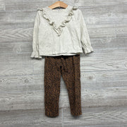 LS Ruffle Shirt & Pants Animal Print 3T
