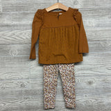 LS Eyelet Shirt Ruffles & Leggings Flowers 3T