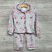 2 Pc LS Button Up Cozy PJs Flowers 2T