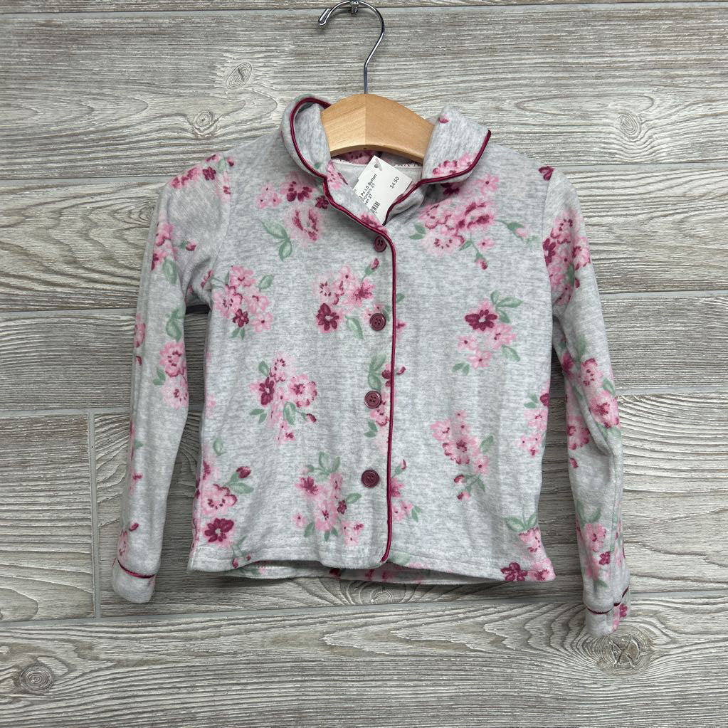 2 Pc LS Button Up Cozy PJs Flowers 2T