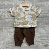 Henley Bodysuit Dinosaurs Palm Trees & French Terry Cargo Joggers 3M
