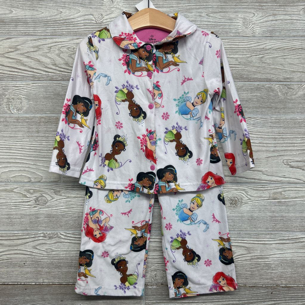 2 Pc LS Button Up PJs Princesses 3T