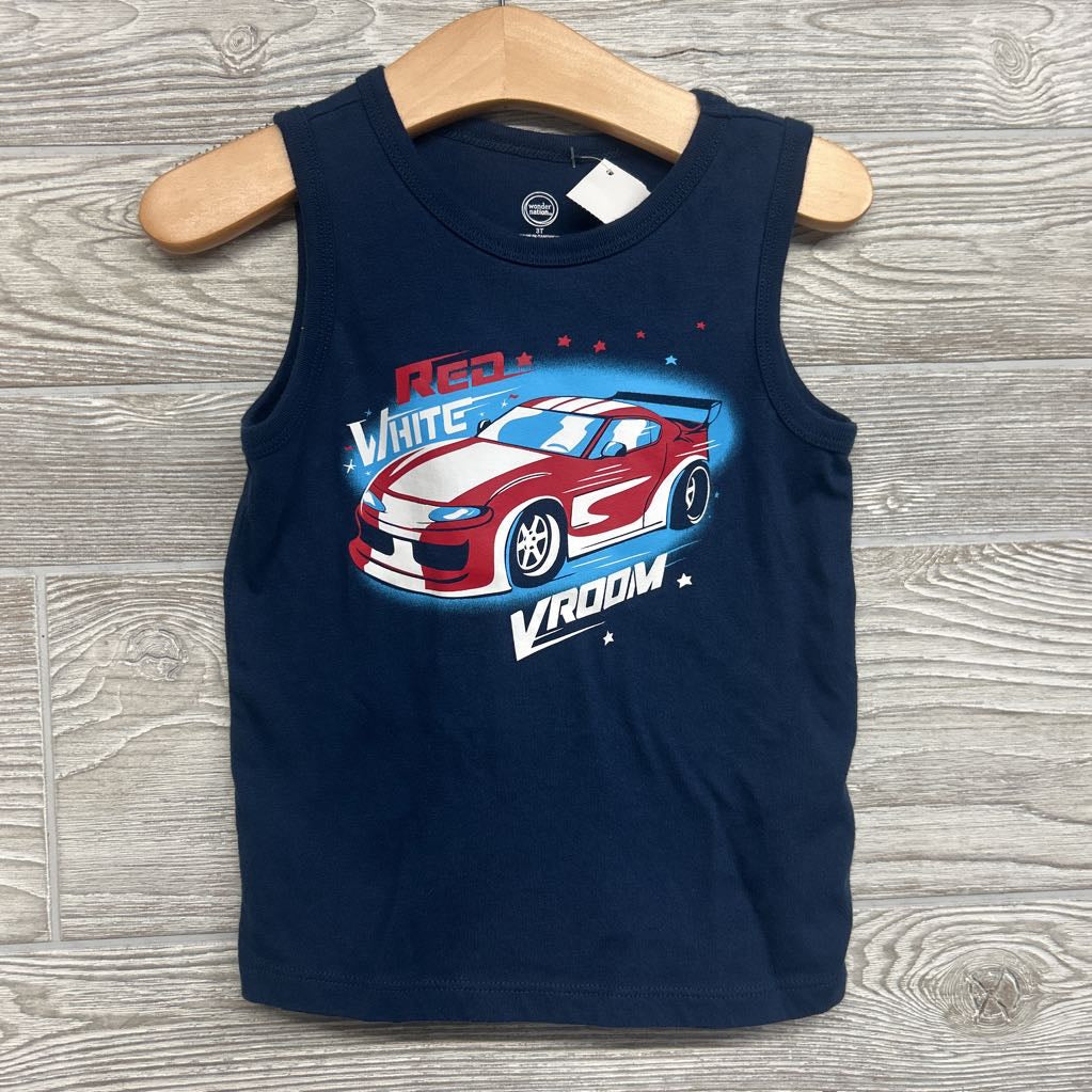 Tank Top Red White Vroom 3T