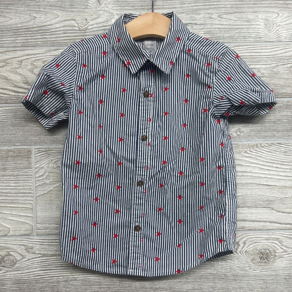 Button Up Shirt Stripes Stars 3T