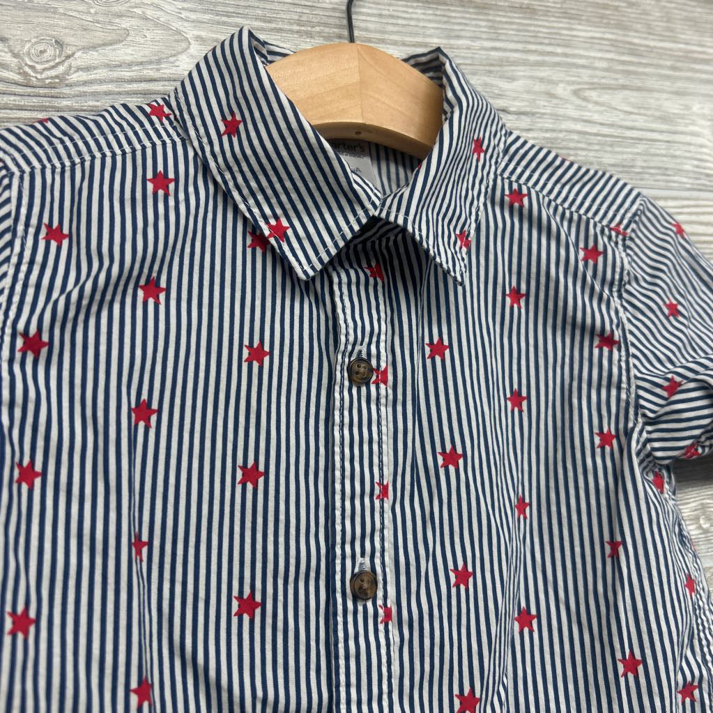Button Up Shirt Stripes Stars 3T