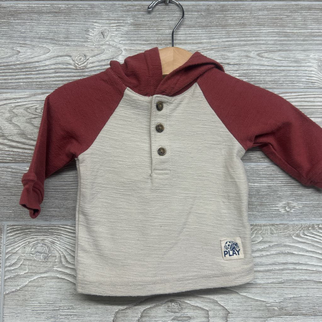 LS Textured Henley Shirt W/ Hood 3M