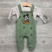 Matelasse Overalls Mickey Mouse & LS Shirt 0-3M