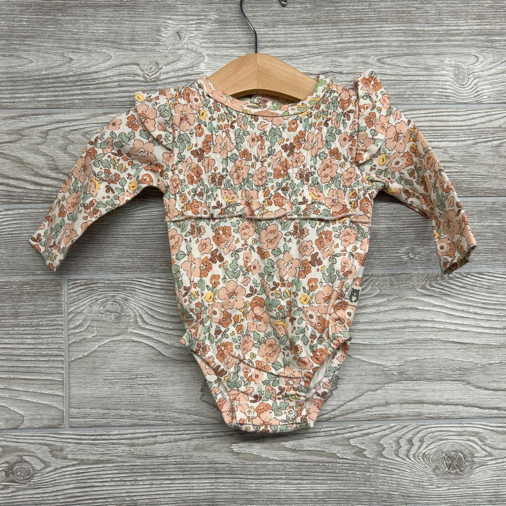 LS Romper Flowers Ruffle 3-6M