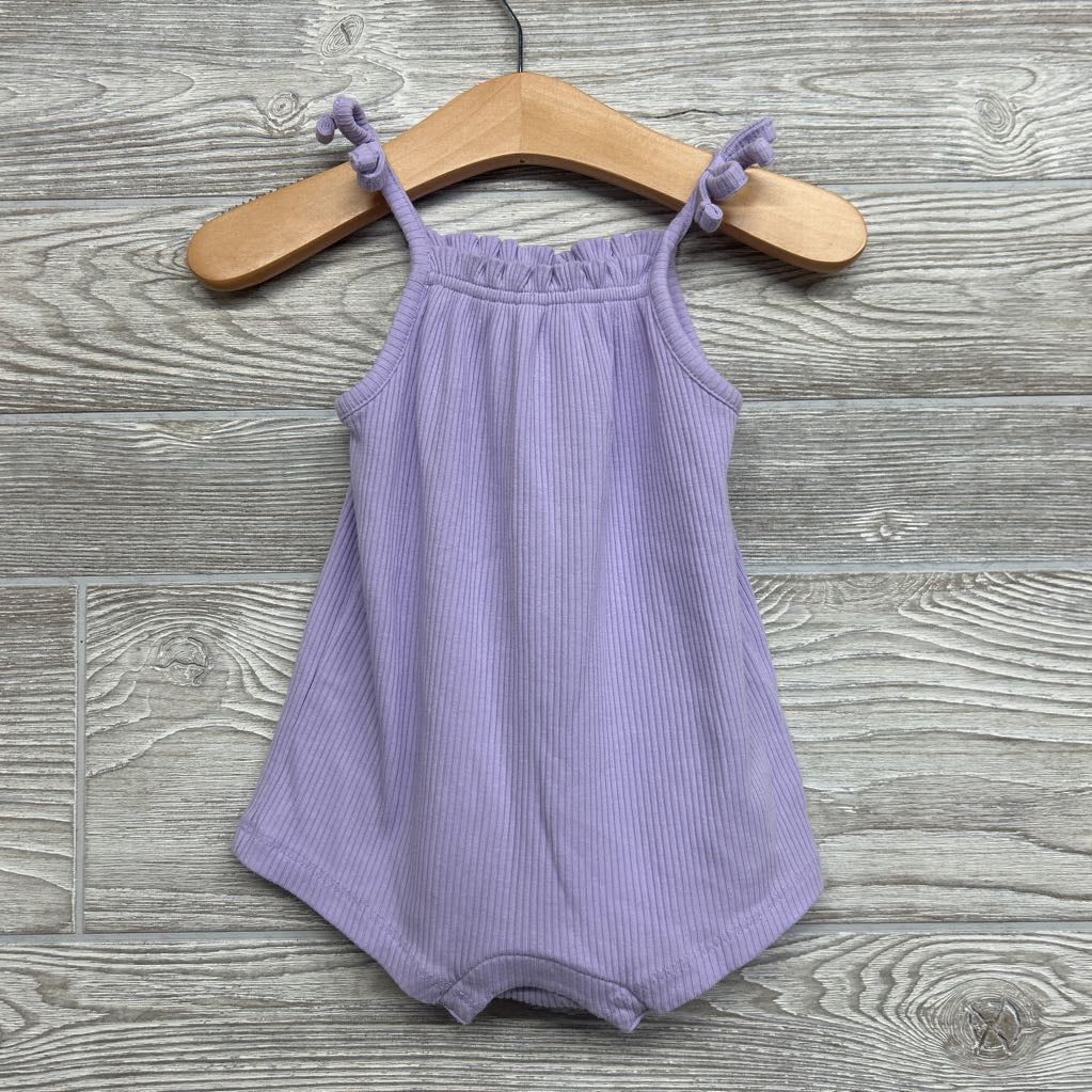 Ribbed Tank Romper Bow Straps 3-6M