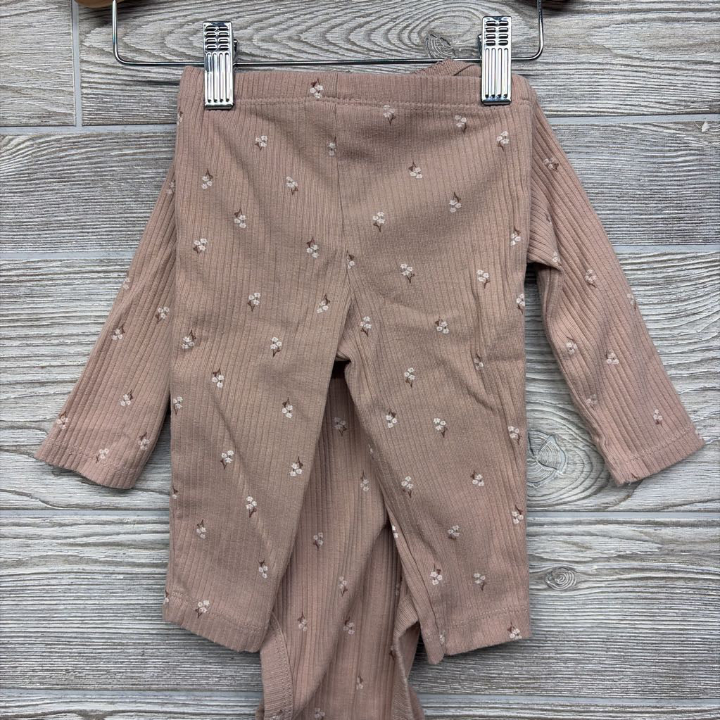 Ribbed LS Bodysuit & Pants Flowers 6M