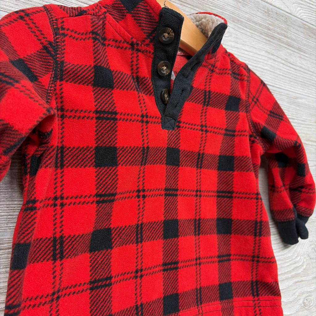 1/4 Button Fleece Pullover Plaid 9M