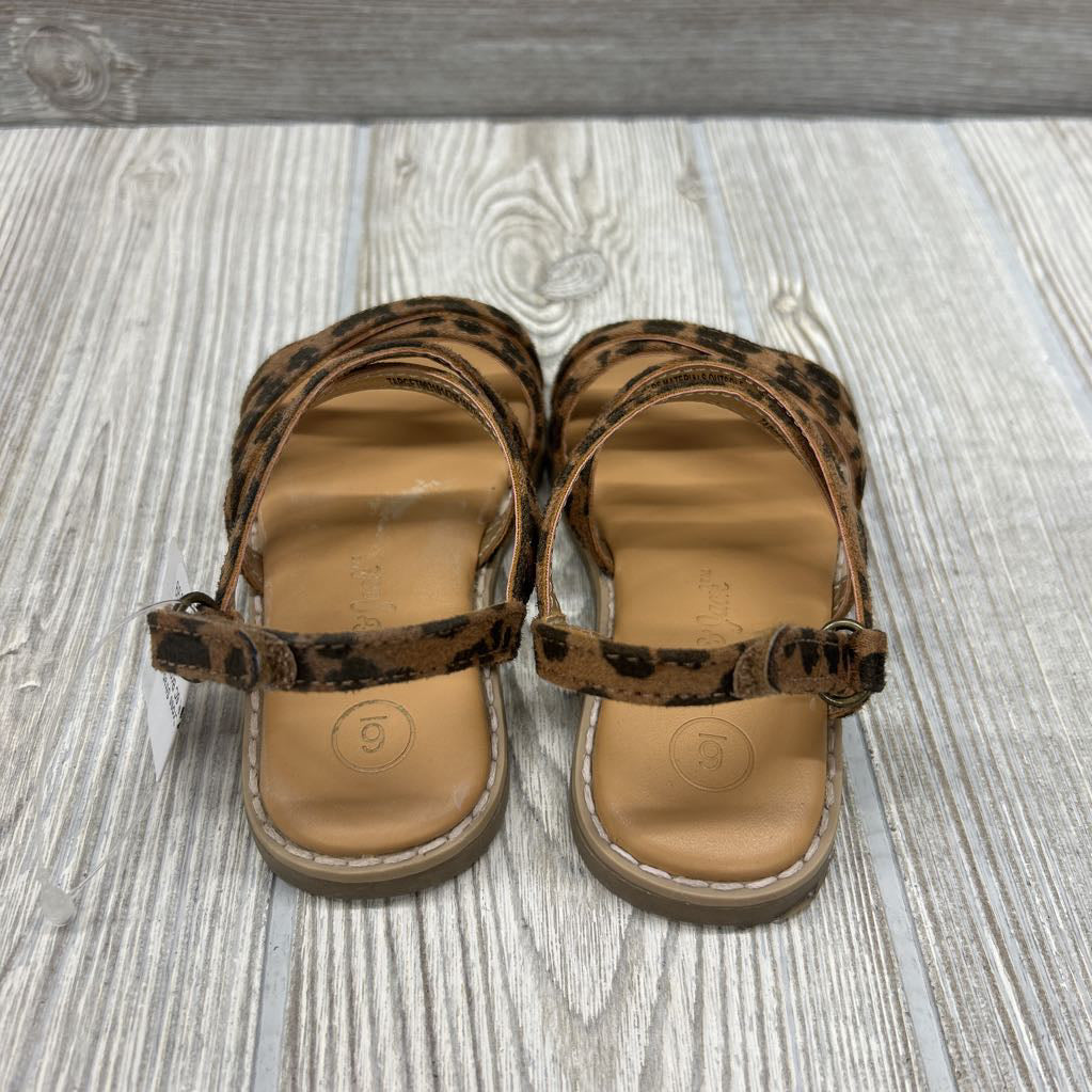 Velcro Cross Strap Sandals Animal Print 6C