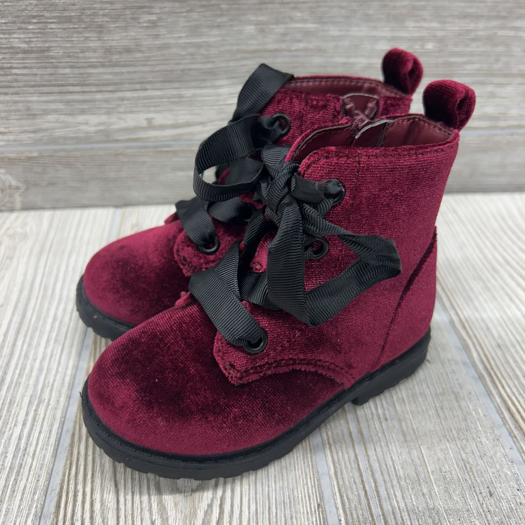 Velour Lace Up Boots 6C