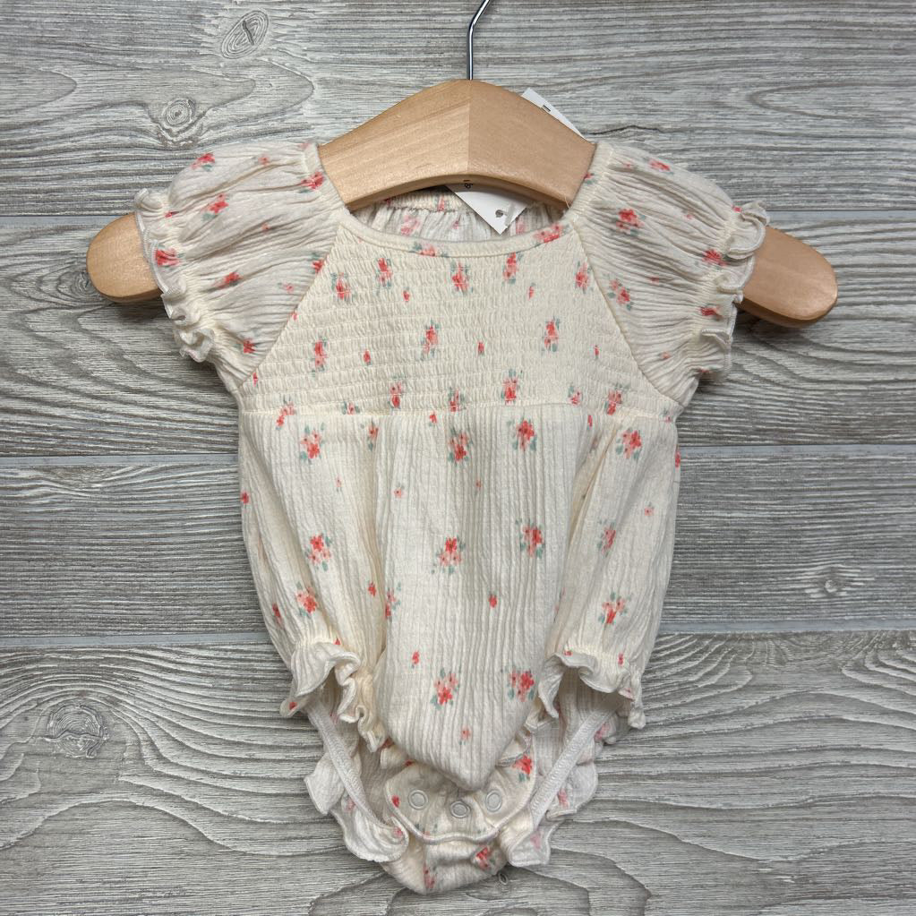 Textured Smocked Bubble Romper Flowers NB