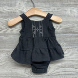 Textured Tank Romper Embroidered 0-3M