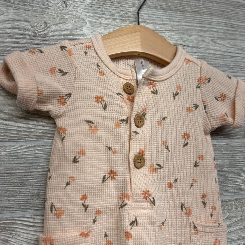 Waffle Knit Henley Outfit Flowers 3-6M