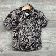 Linen Blend Button Up Shirt Leaves 4T