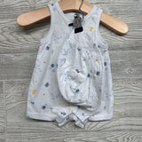 Tank Henley Shorty Romper W/ Sun Hat Fish Coral 3M