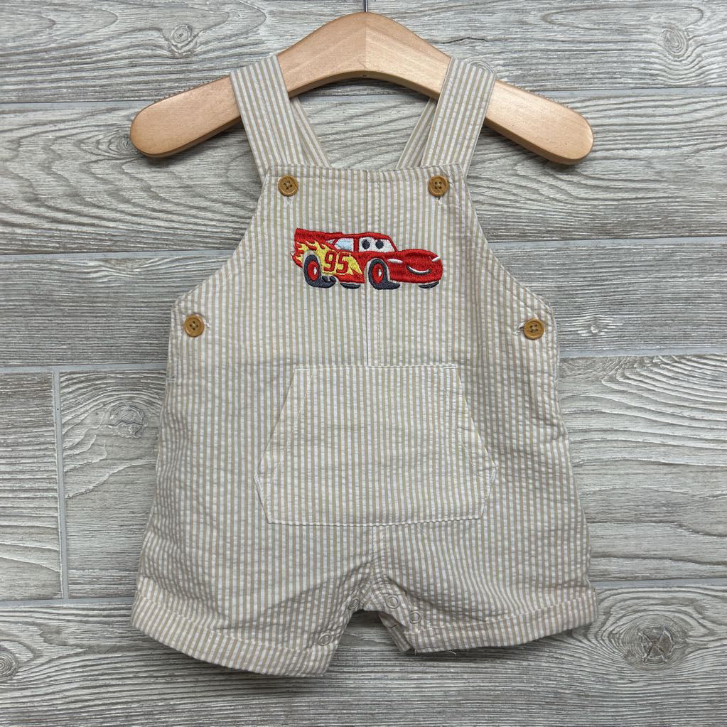 Seersucker Shortalls Lightning McQueen 0-3M