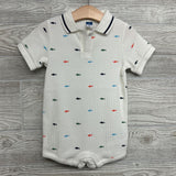 Waffle Knit Henley Shorty Romper Sharks 18-24M